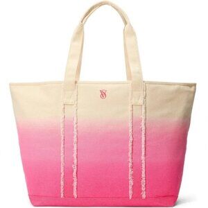 Victoria's Secret pink & cream ombre canvas tote bag NWT